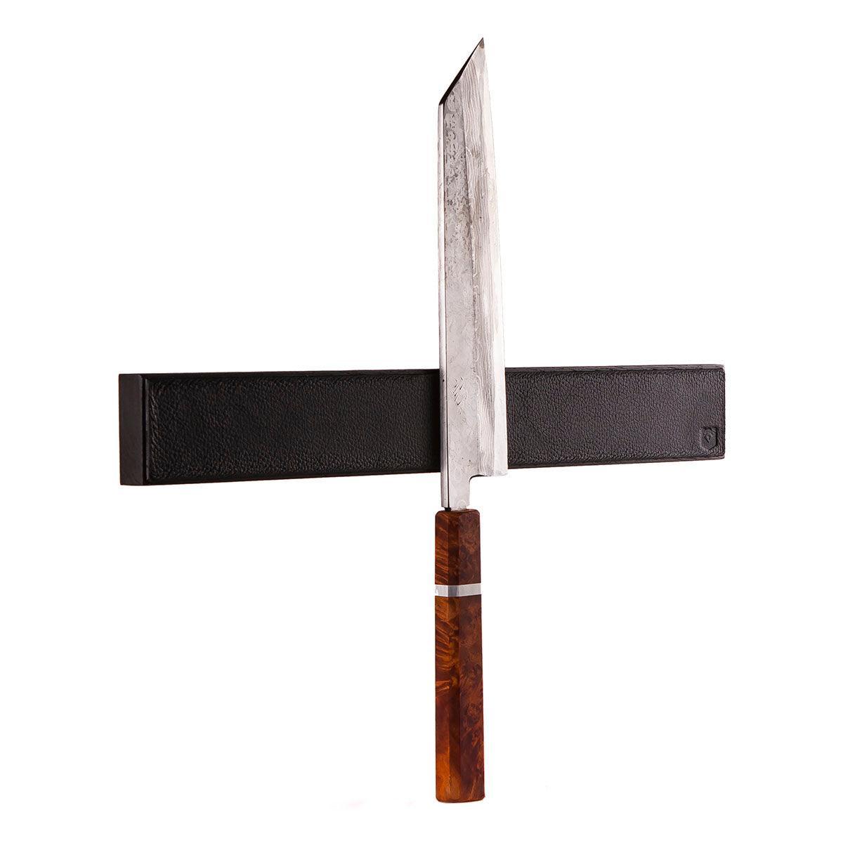 Piotr the Bear Black Leather Magnetic Knife Rack - Various Sizes - The Sharp Chef