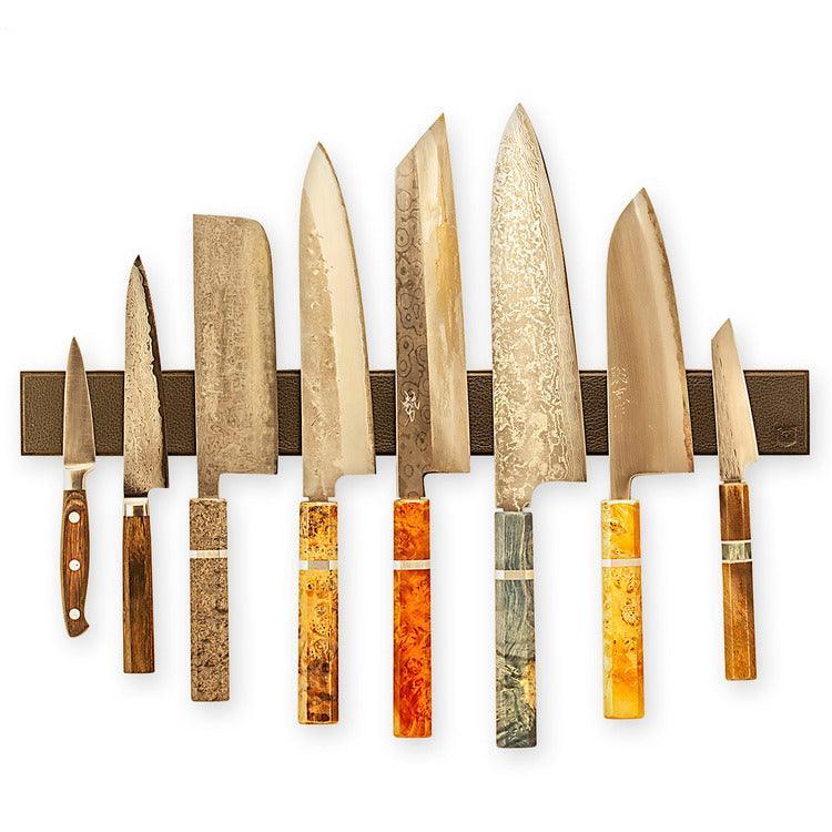 Piotr the Bear Black Leather Magnetic Knife Rack - Various Sizes - The Sharp Chef