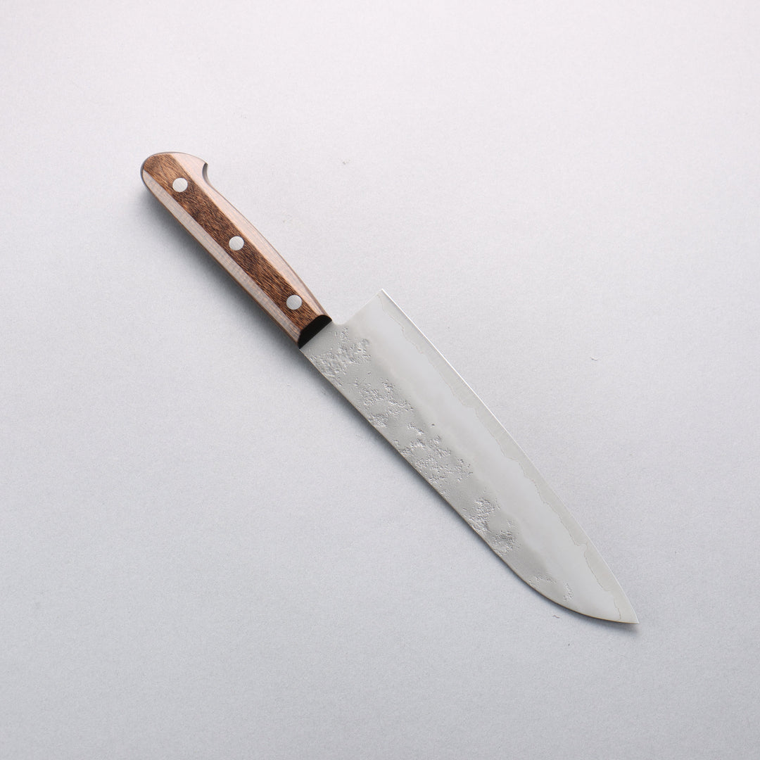 Seisuke Hamono Ginsan/Silver 3 Nashiji 180mm Santoku - Brown Handle