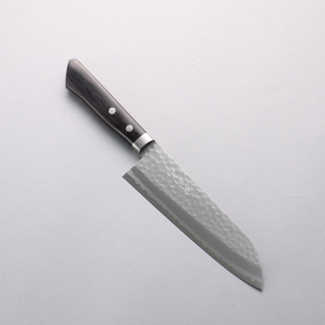 Masutani VG10 Hammered Damascus 170mm Santoku with Black Handle