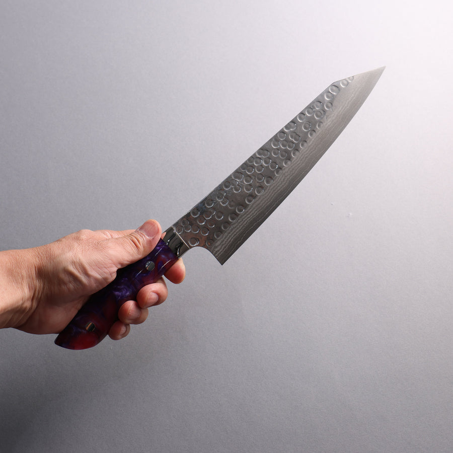 Takeshi Saji SRS13 Tsuchime 210mm Gyuto Knife with Purple Acrylic Handle