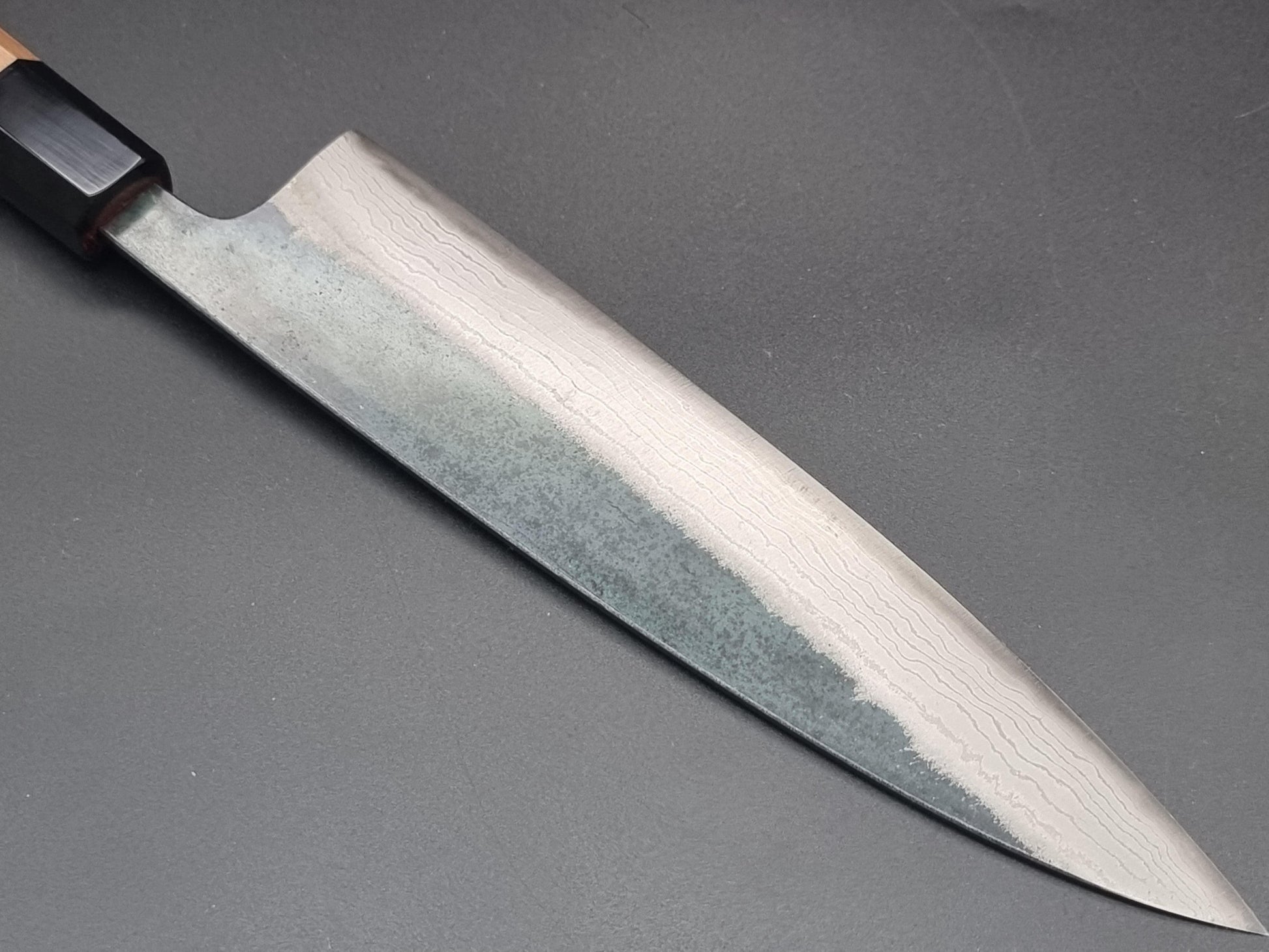 Hatsukokoro Kumokage Blue #2 Kurouchi Damascus 240mm Gyuto - The Sharp Chef