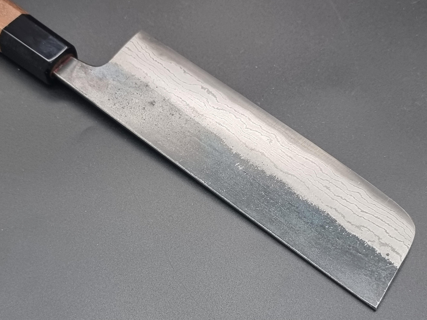 Hatsukokoro Kumokage Blue #2 Kurouchi Damascus Nakiri - The Sharp Chef