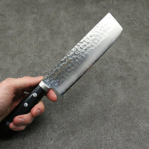 Kanetsune Hammered VG1 165mm Nakiri with Black Handle - The Sharp Chef