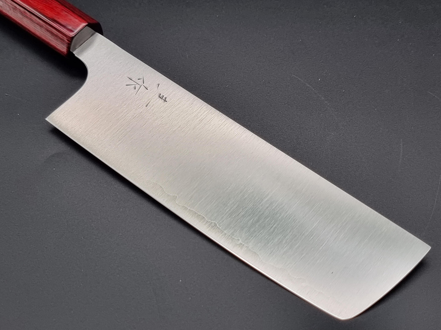 Kei Kobayashi R2 Migaki 165mm Nakiri with Red Lacquer Handle - The Sharp Chef