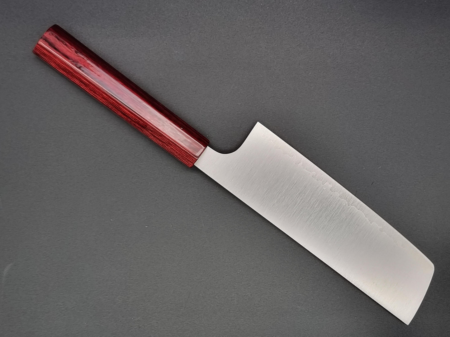 Kei Kobayashi R2 Migaki 165mm Nakiri with Red Lacquer Handle - The Sharp Chef