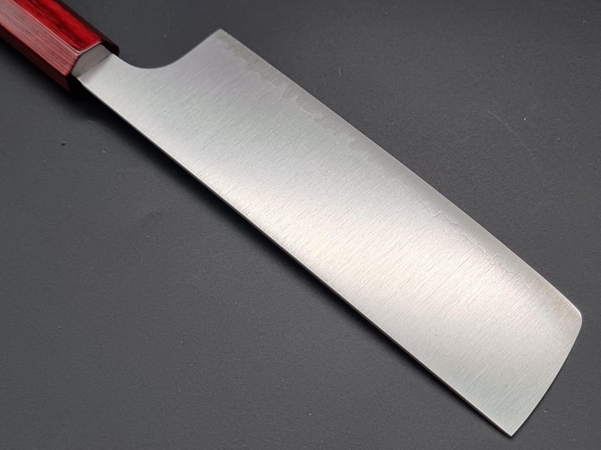 Kei Kobayashi R2 Migaki 165mm Nakiri with Red Lacquer Handle - The Sharp Chef