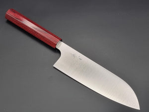 Kei Kobayashi R2 Migaki 170mm Santoku with Red Lacquer Handle - The Sharp Chef