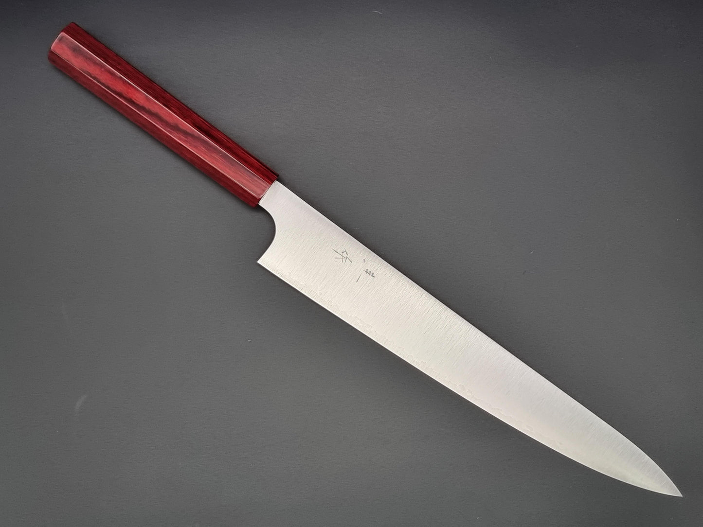 Kei Kobayashi R2 Migaki 270mm Sujihiki with Red Lacquer Handle - The Sharp Chef