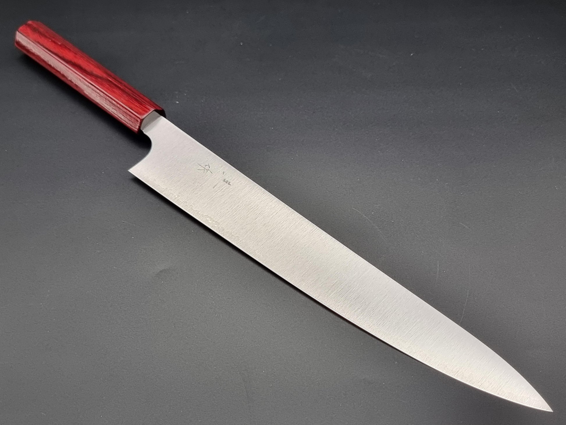 Kei Kobayashi R2 Migaki 270mm Sujihiki with Red Lacquer Handle - The Sharp Chef