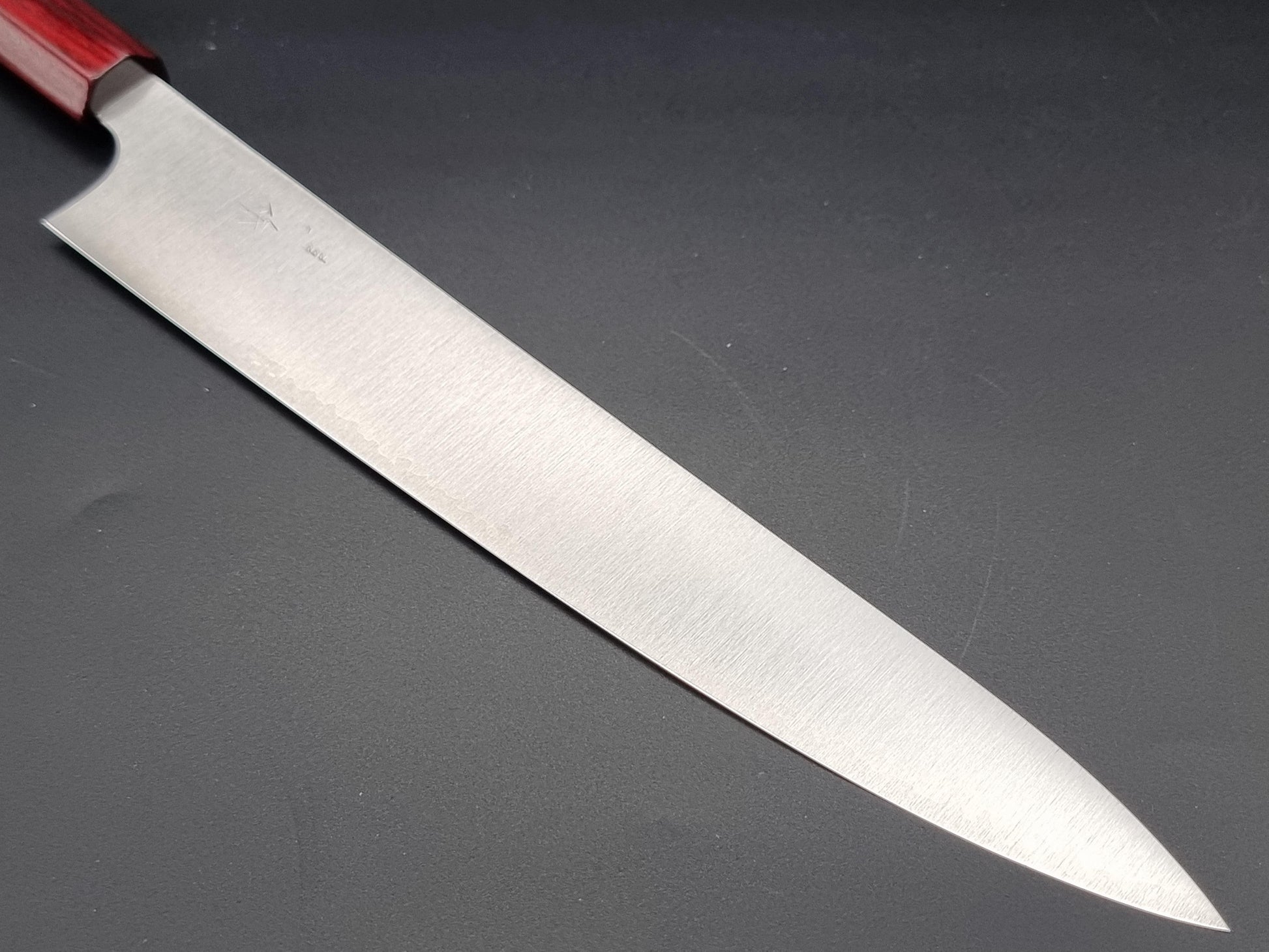 Kei Kobayashi R2 Migaki 270mm Sujihiki with Red Lacquer Handle - The Sharp Chef