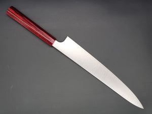 Kei Kobayashi R2 Migaki 270mm Sujihiki with Red Lacquer Handle - The Sharp Chef