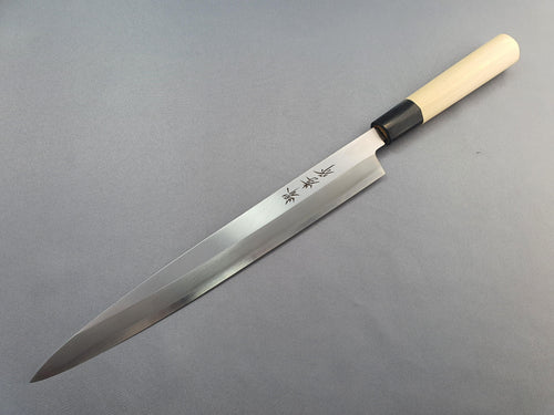 Left Handed Sakai Takayuki Kasumitogi White Steel Yanagiba Slicer - The Sharp Chef