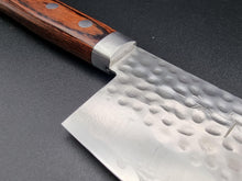 Masutani VG1 Hammered Damascus 165mm Nakiri with Brown Handle - The Sharp Chef