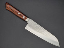 Masutani VG1 Hammered Damascus 170mm Santoku with Brown Handle - The Sharp Chef