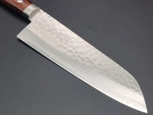 Masutani VG1 Hammered Damascus 170mm Santoku with Brown Handle - The Sharp Chef