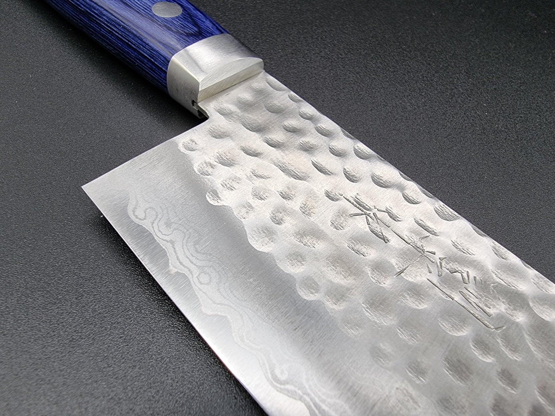 Masutani VG10 Hammered Damascus 165mm Nakiri with Blue Handle - The Sharp Chef