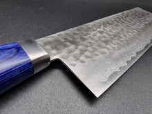 Masutani VG10 Hammered Damascus 165mm Nakiri with Blue Handle - The Sharp Chef