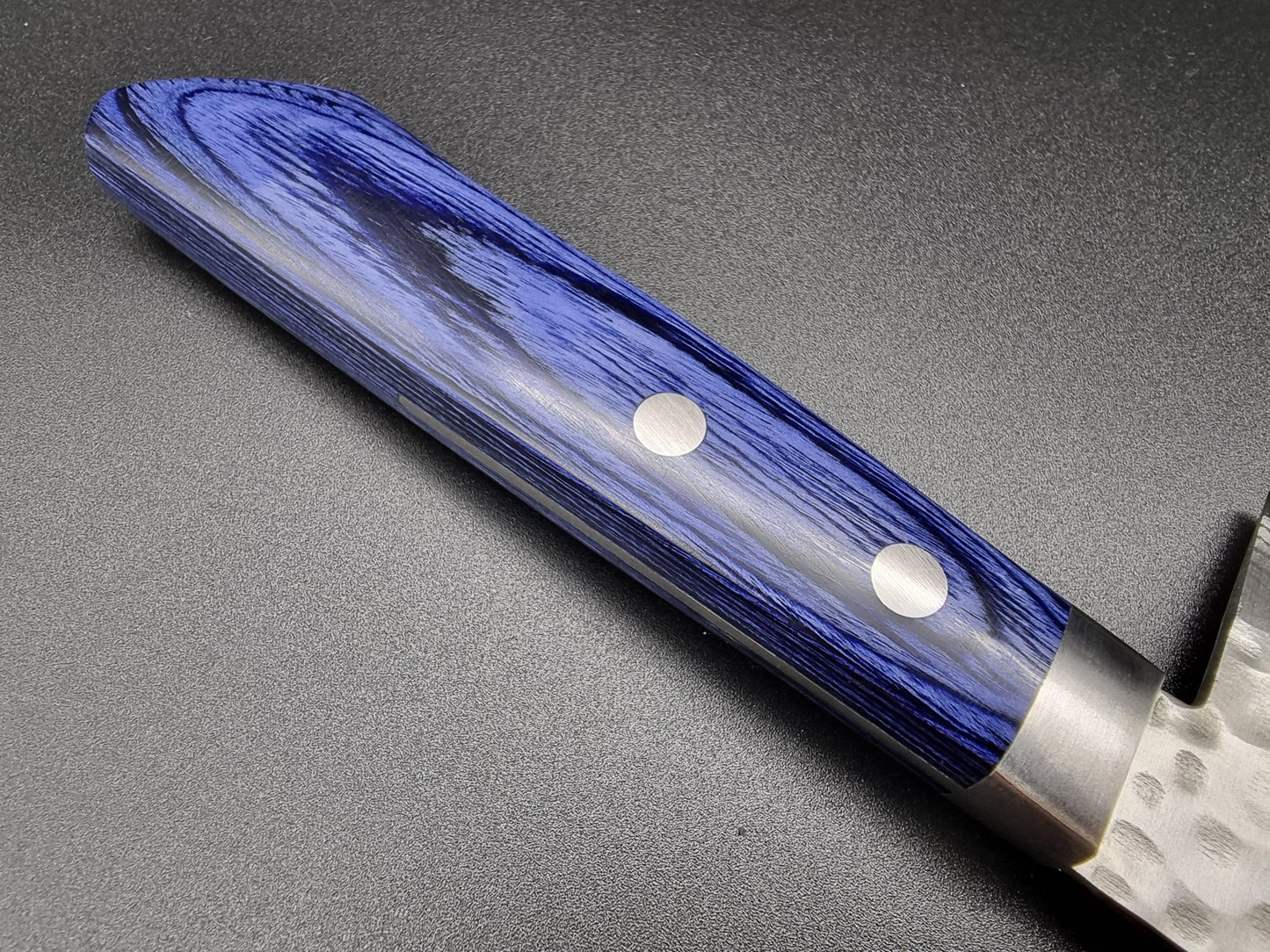 Masutani VG10 Hammered Damascus 165mm Nakiri with Blue Handle - The Sharp Chef