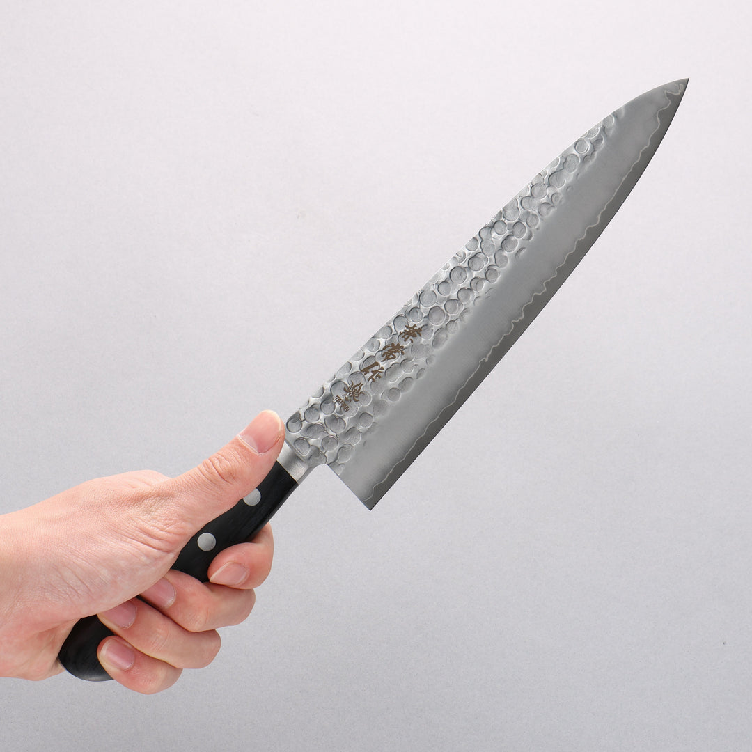Kanetsune Hammered VG1 210mm Gyuto with Black Handle