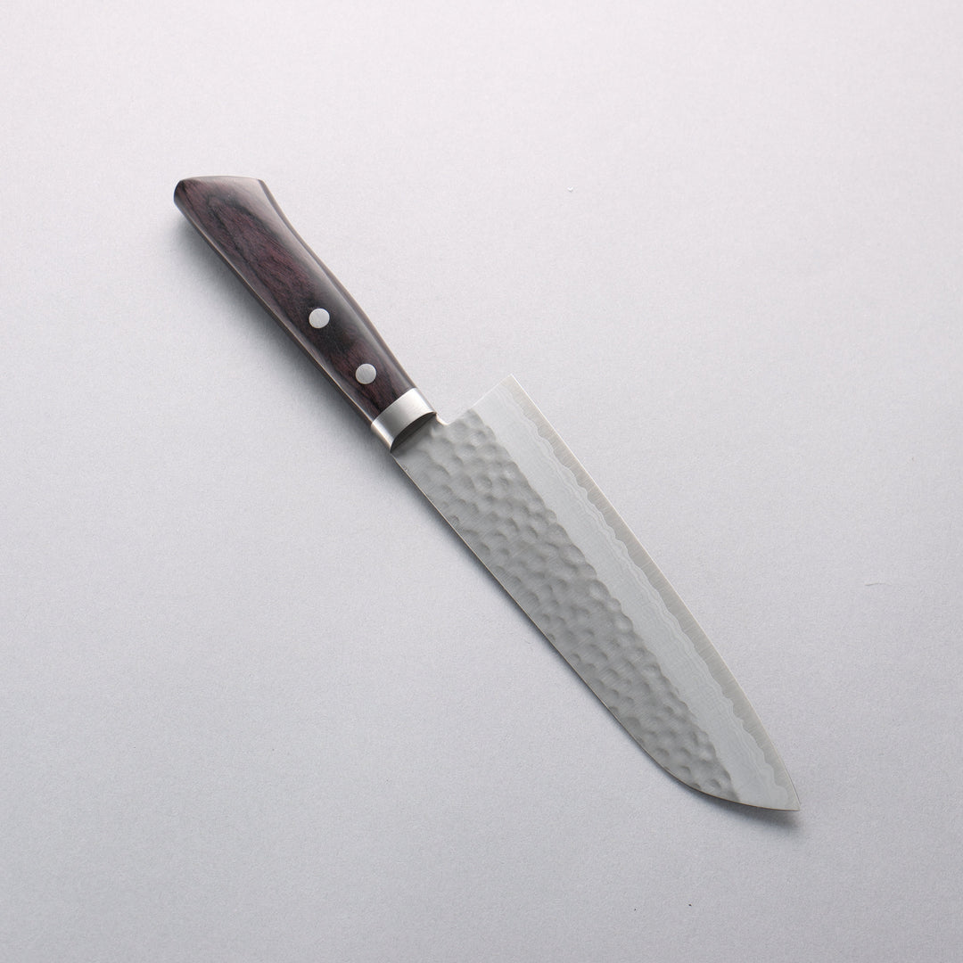 Masutani VG10 Hammered Damascus 170mm Santoku with Black Handle