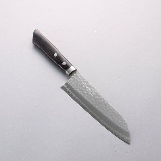 Masutani VG10 Hammered Damascus 170mm Santoku with Black Handle