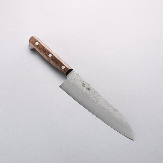 Seisuke Hamono Ginsan/Silver 3 Nashiji 180mm Santoku - Brown Handle