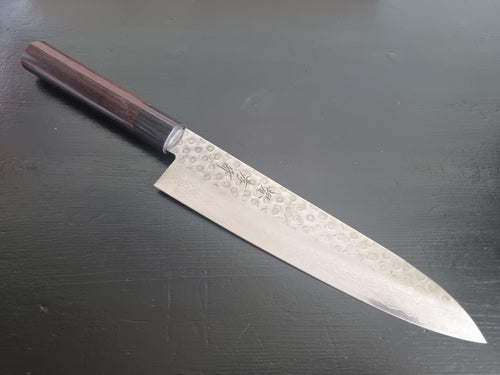 Sakai Takayuki AUS10 45 Layer Hammered Damascus 210mm Gyuto with Shitan Handle - The Sharp Chef