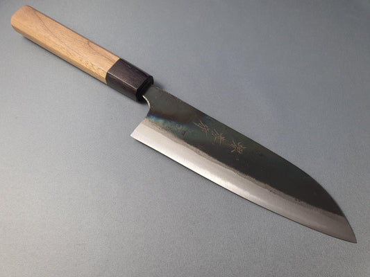 Sakai Takayuki Blue Steel No.2 Kurouchi 170mm Santoku Knife - The Sharp Chef