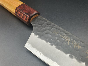 Sakai Takayuki Blue Super Kurouchi 160mm Kengata Santoku - The Sharp Chef