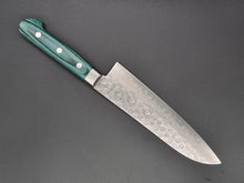 Sakai Takayuki VG10 17 Layer Hammered Damascus 170mm Santoku with Green Handle - The Sharp Chef