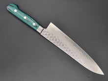 Sakai Takayuki VG10 17 Layer Hammered Damascus 180mm Gyuto with Green Handle - The Sharp Chef