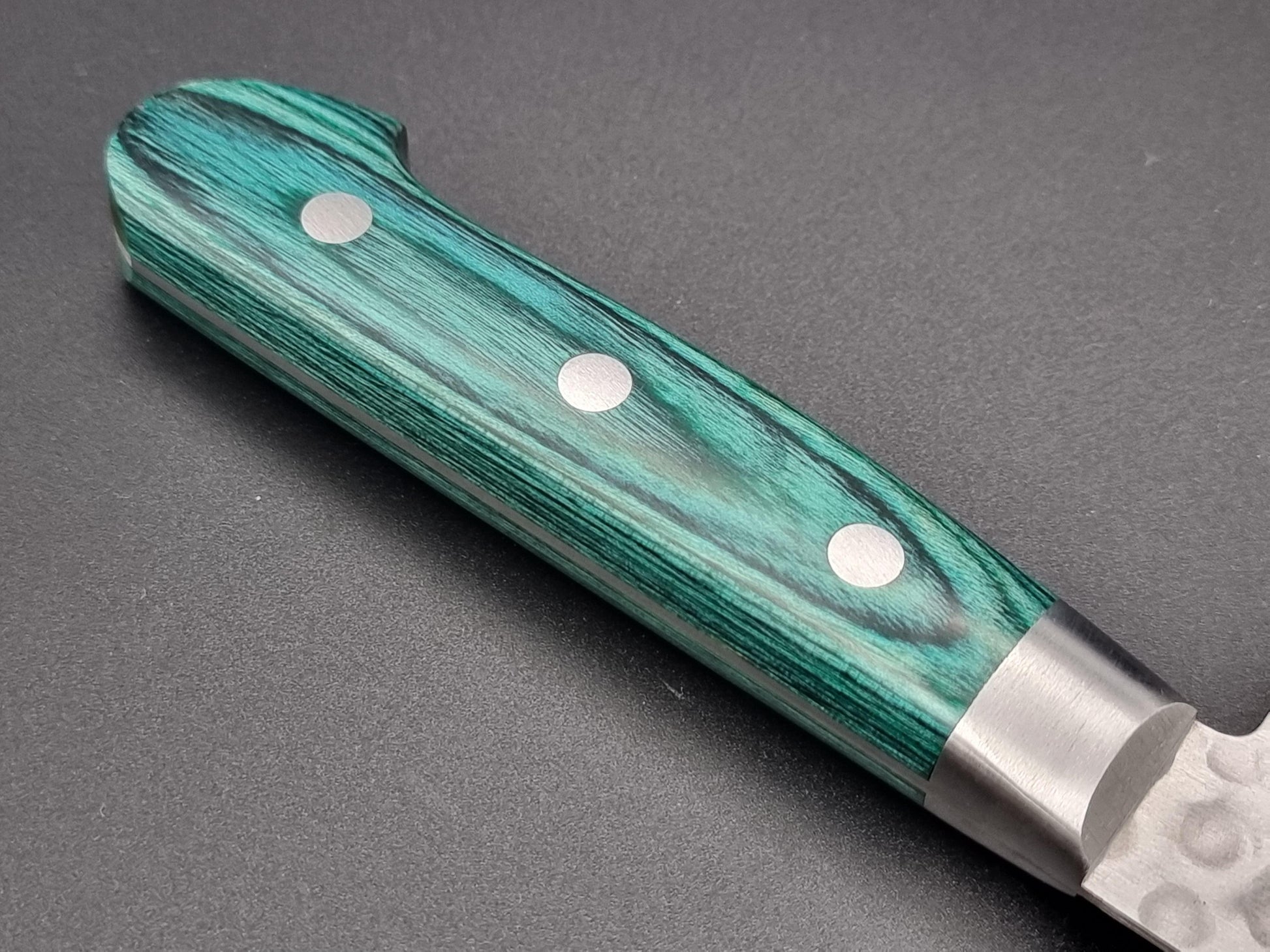 Sakai Takayuki VG10 17 Layer Hammered Damascus 180mm Gyuto with Green Handle - The Sharp Chef