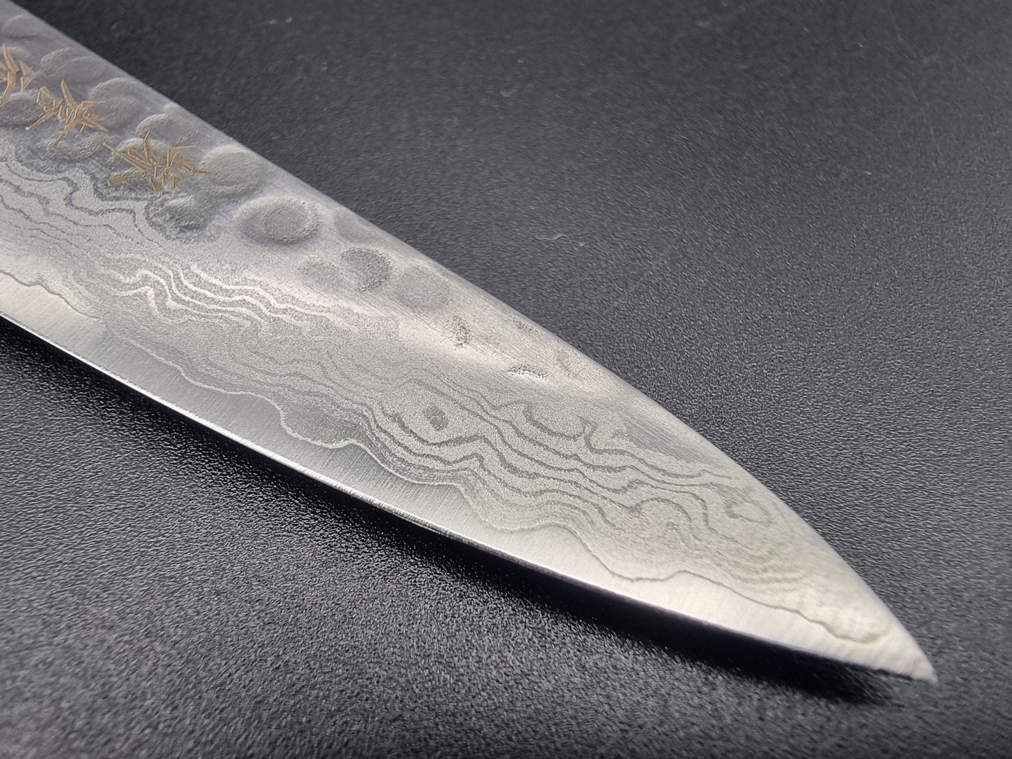 Sakai Takayuki VG10 17 Layer Hammered Damascus 80mm Paring with Green Handle - The Sharp Chef