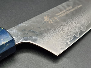 Sakai Takayuki VG10 33 Layer Hammered Damascus 160mm Kengata Santoku with Special Handle - The Sharp Chef