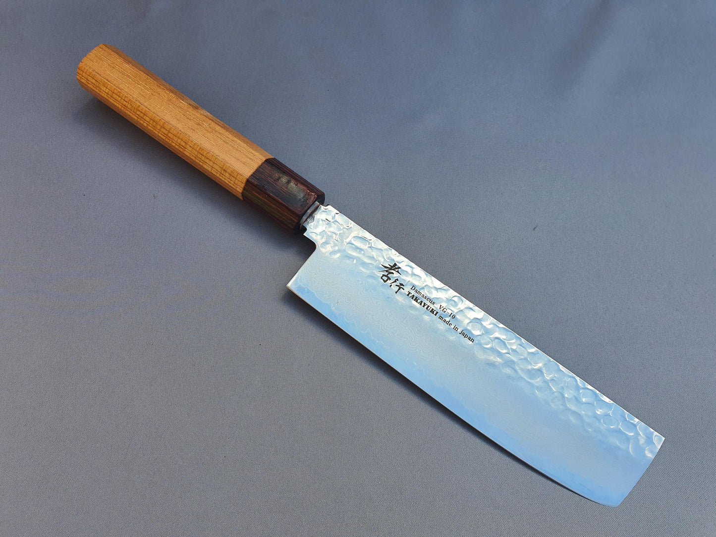 Sakai Takayuki VG10 33 Layer Hammered Damascus 160mm Nakiri with American Cherry Handle - The Sharp Chef