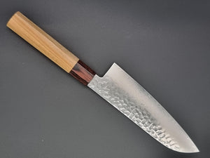Sakai Takayuki VG10 33 Layer Hammered Damascus 170mm Santoku with American Cherry Handle - The Sharp Chef