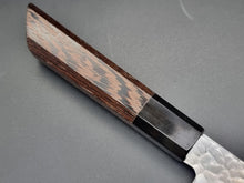 Sakai Takayuki VG10 33 Layer Hammered Damascus 170mm Santoku with Angled Wenge Handle - The Sharp Chef