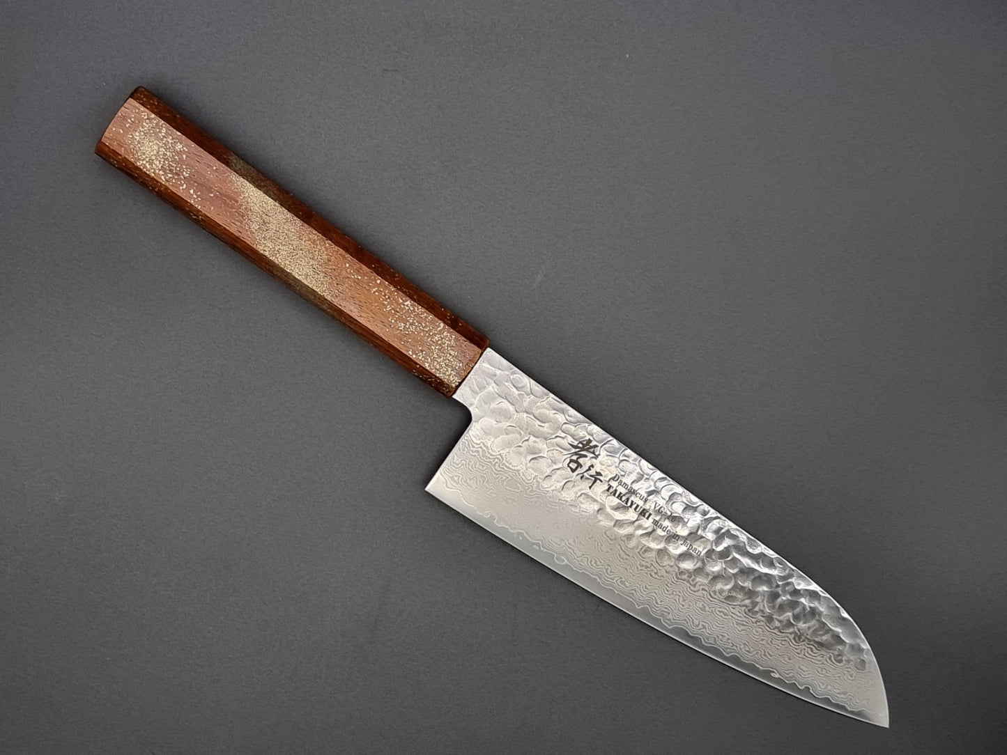 Sakai Takayuki VG10 33 Layer Hammered Damascus 170mm Santoku with Special Handle - The Sharp Chef