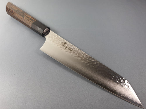 Sakai Takayuki VG10 33 Layer Hammered Damascus 190mm Kengata Gyuto with Angular Wenge Handle - The Sharp Chef