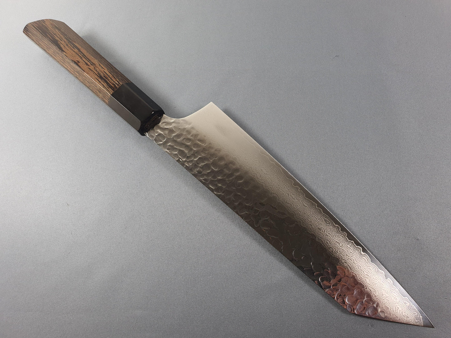 Sakai Takayuki VG10 33 Layer Hammered Damascus 190mm Kengata Gyuto with Angular Wenge Handle - The Sharp Chef