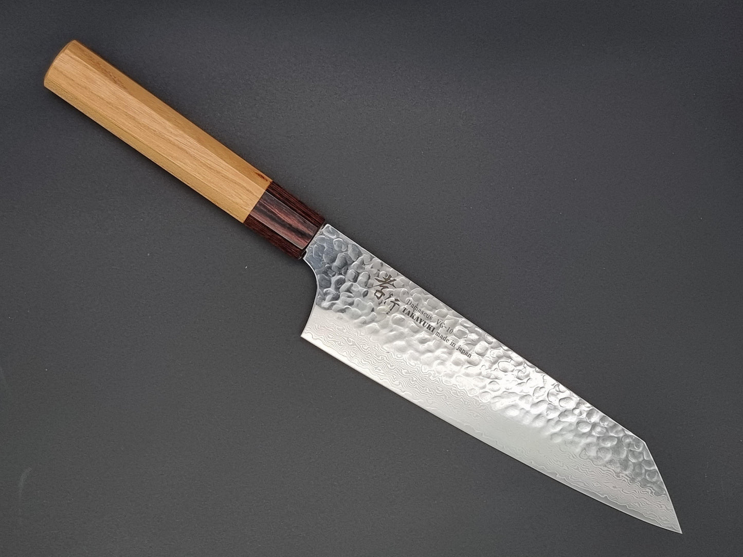 Sakai Takayuki VG10 33 Layer Hammered Damascus 190mm Kiritsuke Gyuto Japanese Knife with American Cherry Handle - The Sharp Chef