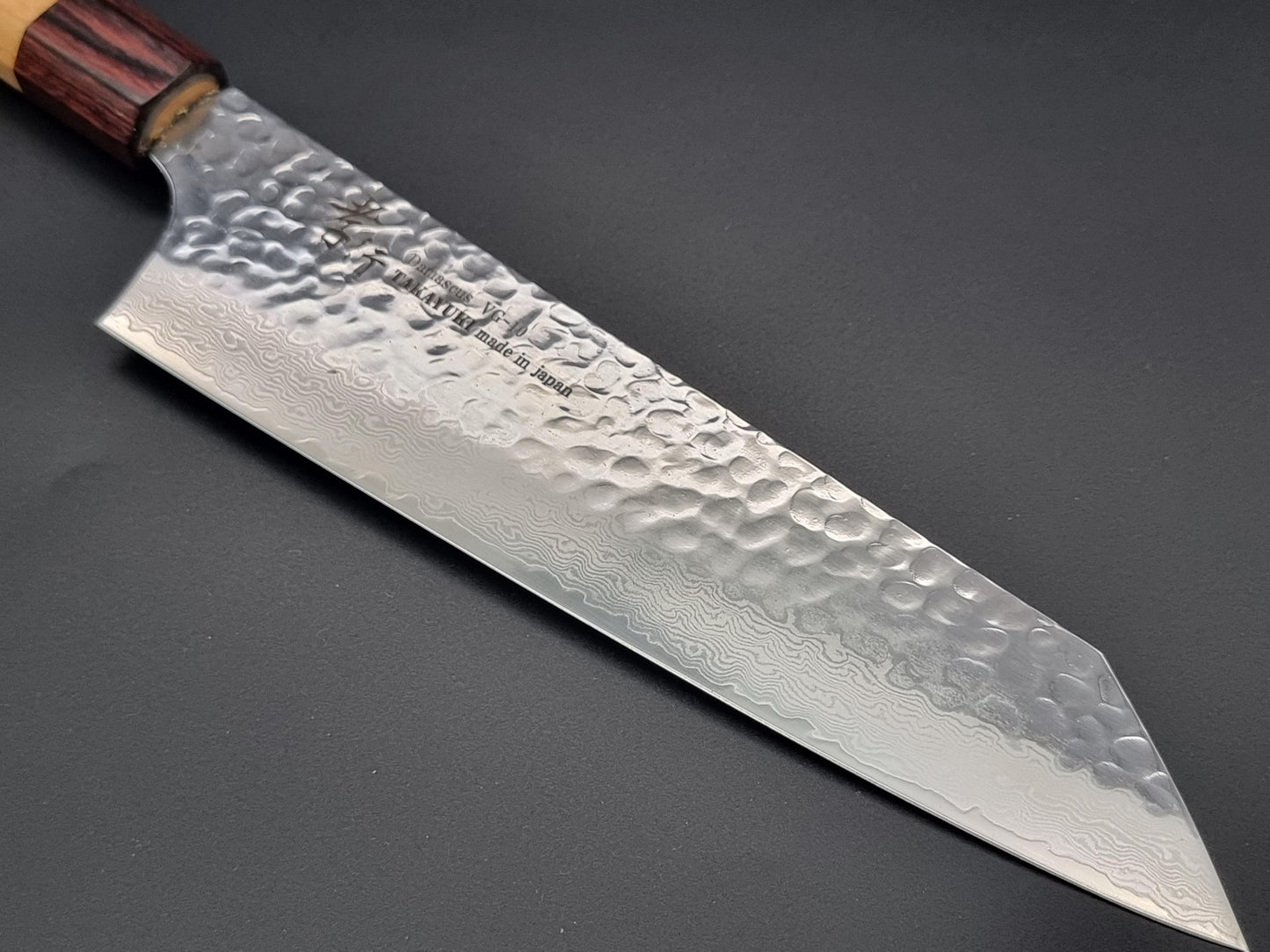 Sakai Takayuki VG10 33 Layer Hammered Damascus 190mm Kiritsuke Gyuto Japanese Knife with American Cherry Handle - The Sharp Chef