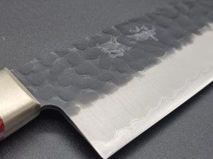 Seisuke Hamono Blue Super AS Hammered Kurouchi 185mm Santoku - The Sharp Chef