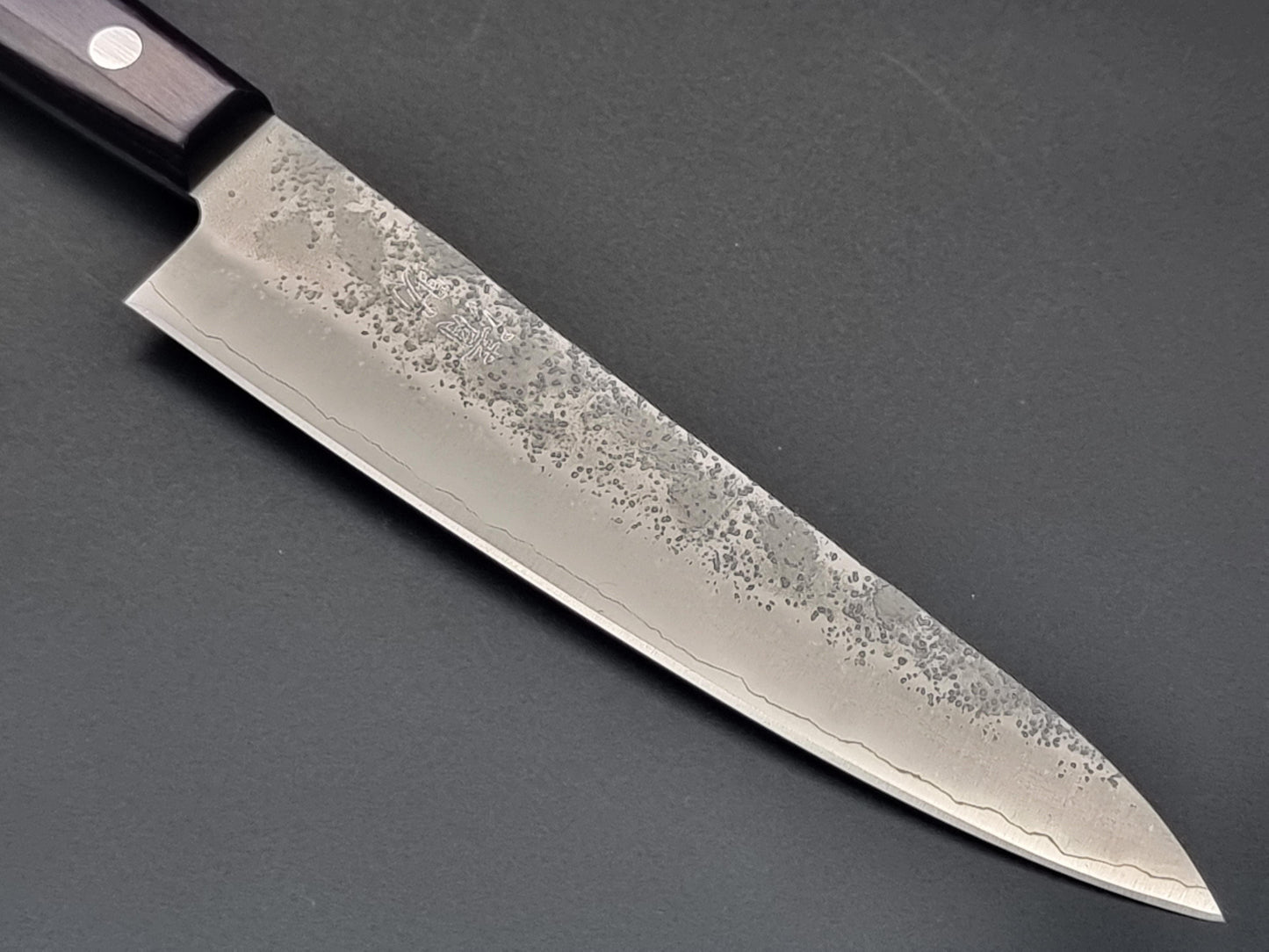 Seisuke Hamono Ginsan/Silver 3 Nashiji 135mm Petty - Purple Handle - The Sharp Chef