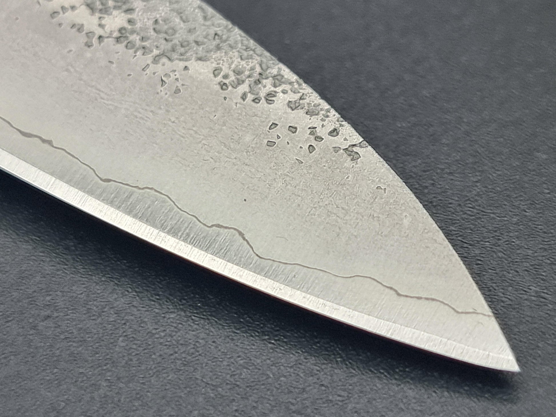 Seisuke Hamono Ginsan/Silver 3 Nashiji 135mm Petty - Purple Handle - The Sharp Chef