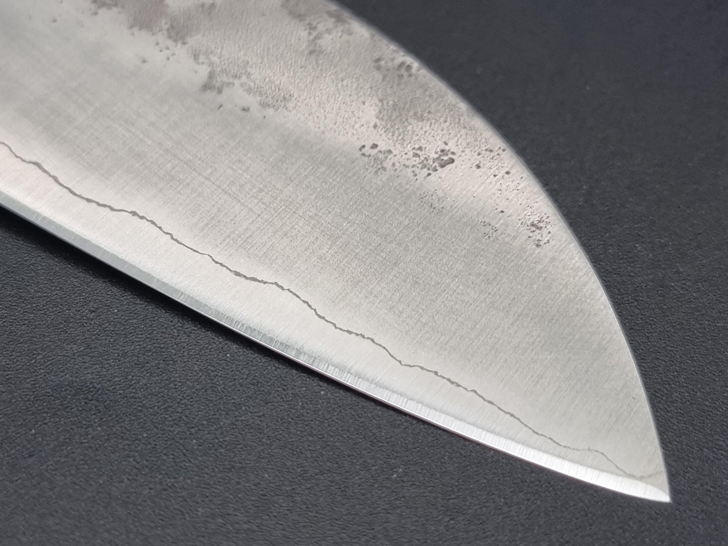 Seisuke Hamono Ginsan/Silver 3 Nashiji 180mm Santoku - Red Handle - The Sharp Chef