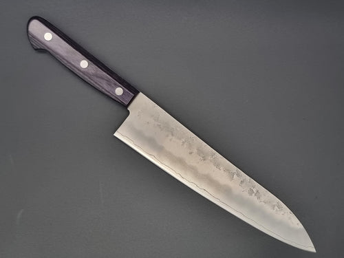 Seisuke Hamono Ginsan/Silver 3 Nashiji 210mm Gyuto - Purple Handle - The Sharp Chef