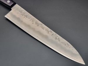 Seisuke Hamono Ginsan/Silver 3 Nashiji 210mm Gyuto - Purple Handle - The Sharp Chef