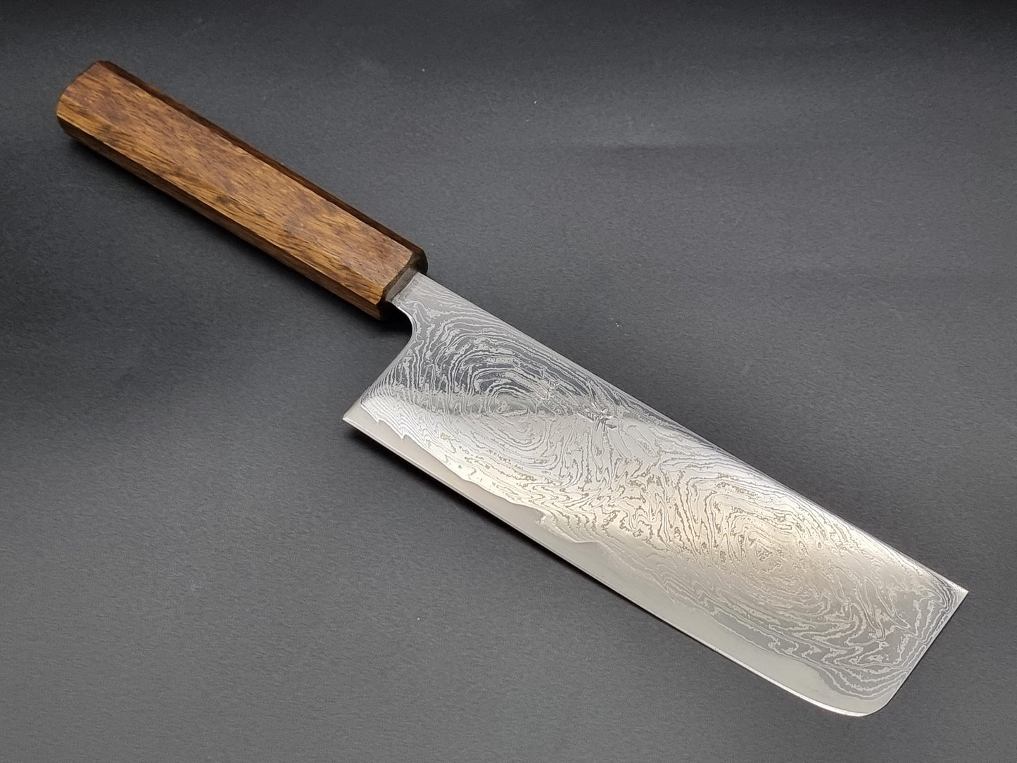 Seisuke Hamono Swirling Mirror Damascus 170mm Nakiri - The Sharp Chef